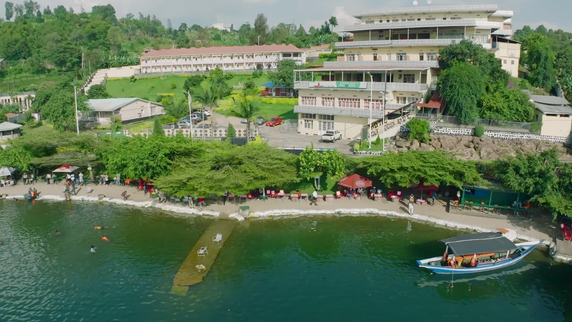 The Gisenyi lakefront on Lake Kivu from the air