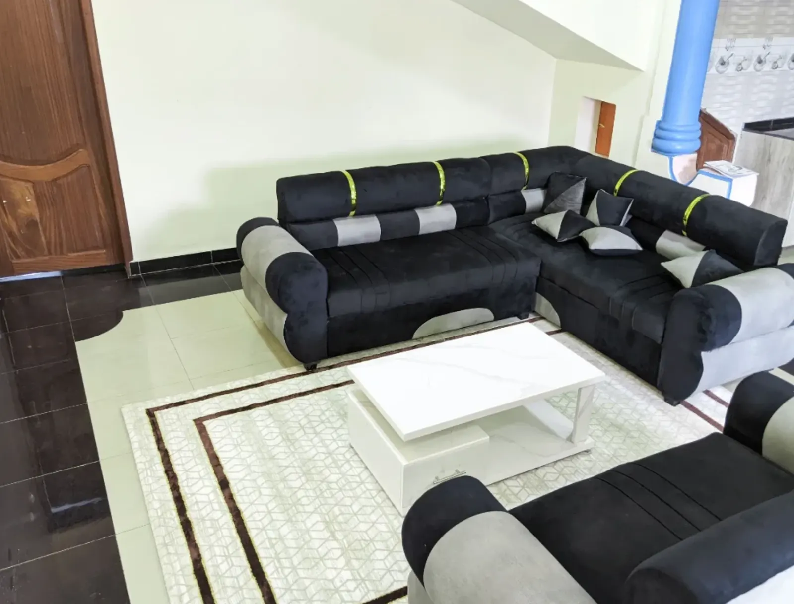 The living room, with seating for a crowd