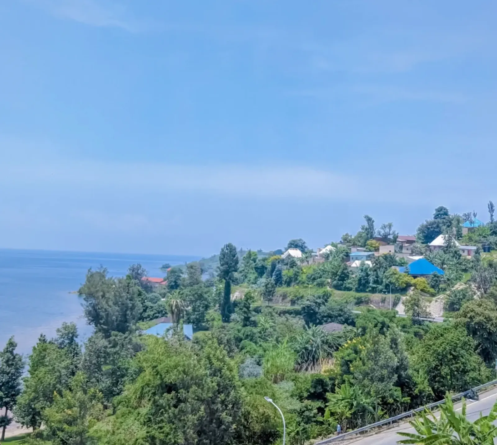 The hillside and the lake below